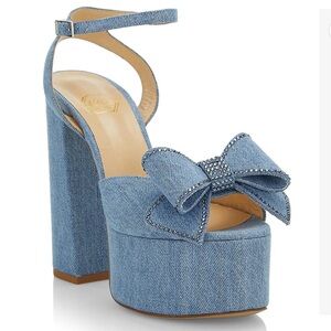 Nalebe by Amina Means Upendi denim crystal bow Platform sandals 39.5=9.5